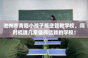 池州市青阳小孩子叛逆管教学校，同时梳理几家值得信赖的学校！