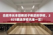 合肥市长丰管教孩子叛逆的学校，2025精选学校名单一览！
